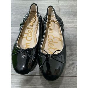 Sam Edelman Girls Felicia Kids Ballet Flat Black Patent Leather Size 4 With Box